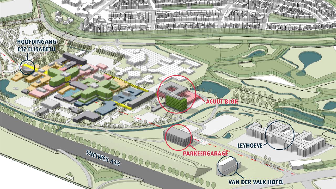 Tilburg krijgt een 'Acuutblok': één plek voor alle spoedzorg bij het Elisabeth-TweeSteden ziekenhuis. (beeld: ETZ)