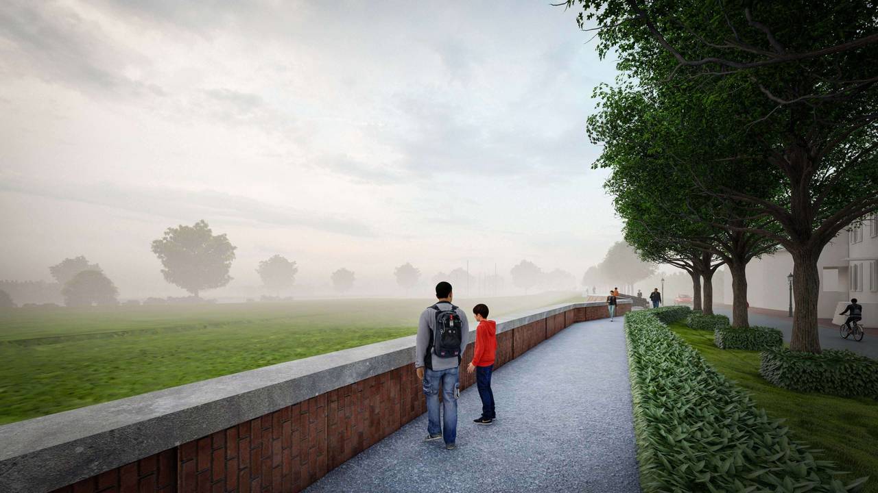 Impressie van de wandelboulevard in Ravenstein, zoals die in het plan is opgenomen (foto: Meanderende Maas).