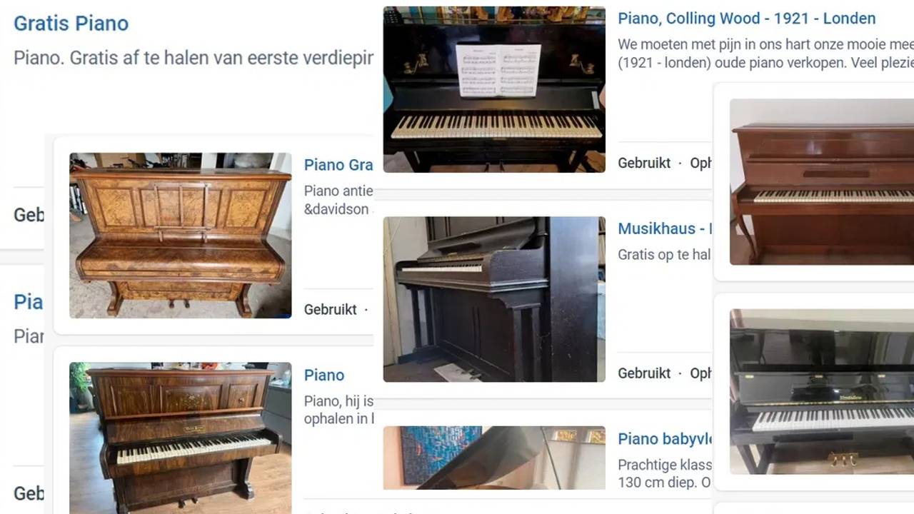 Overschot aan piano's op Marktplaats