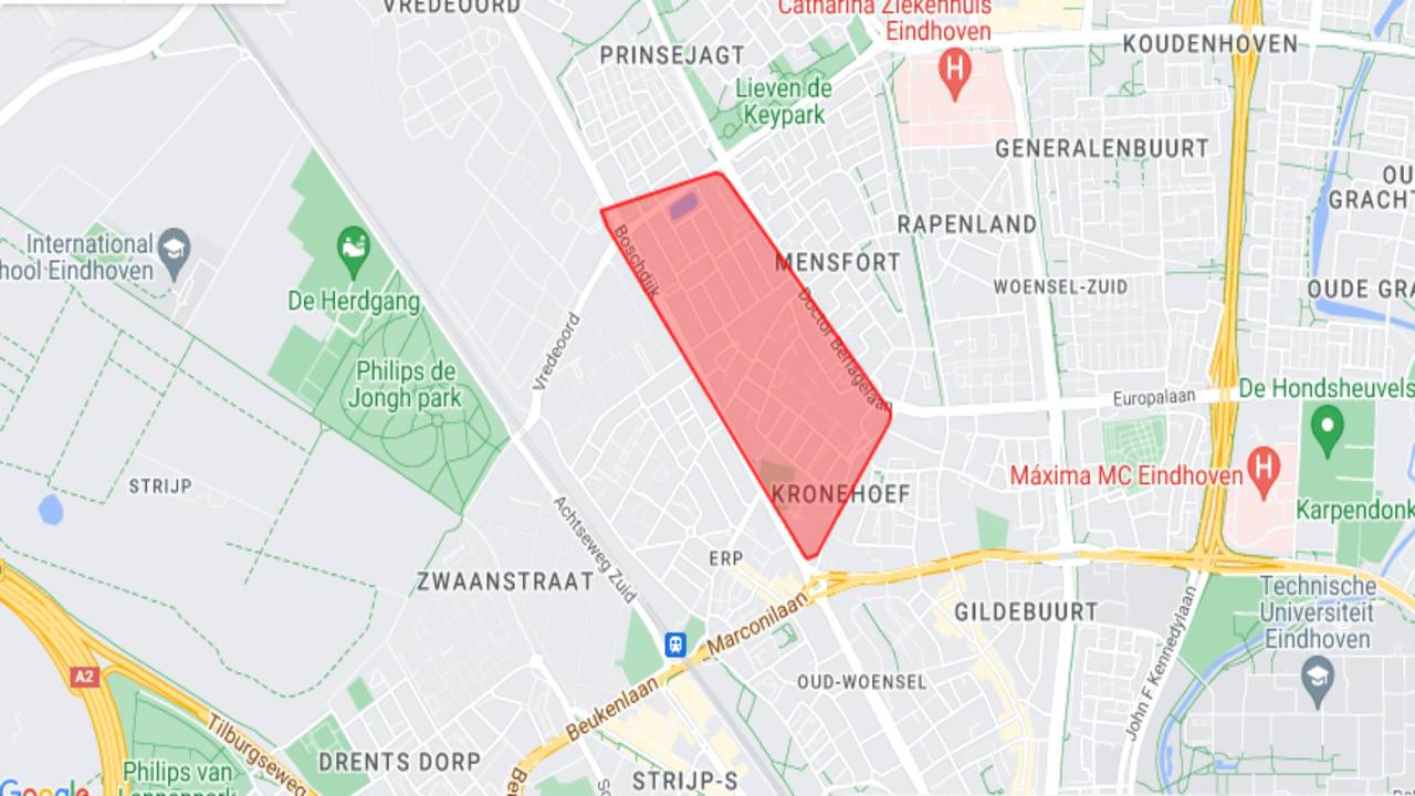 Het gebied dat zonder stroom zit (Foto: Enexis).