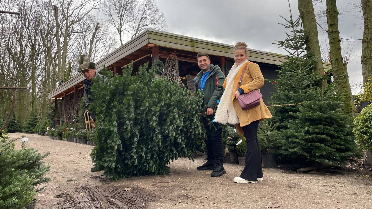 Daniel en zijn vriendin Melinda zijn de komende dagen nog wel zoet met hun boom (foto: Rochelle Moes).