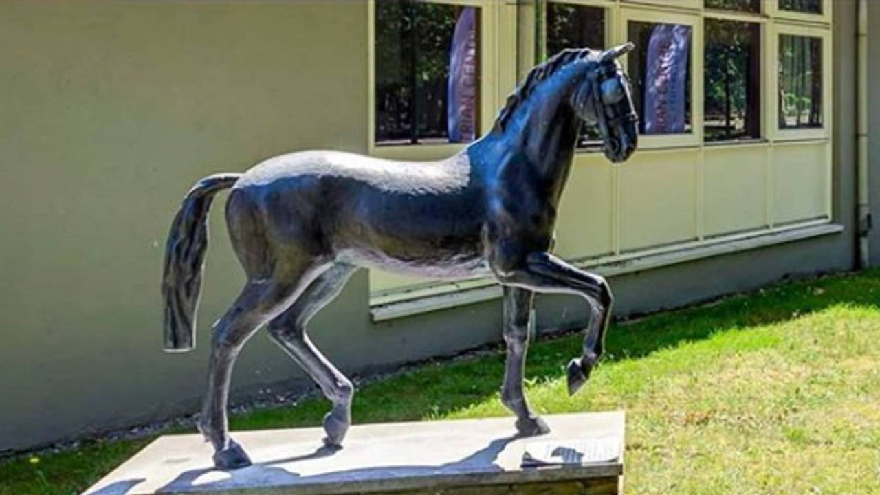Het gestolen bronzen paard (foto: wijkagent Luc Dirckx/Instagram).