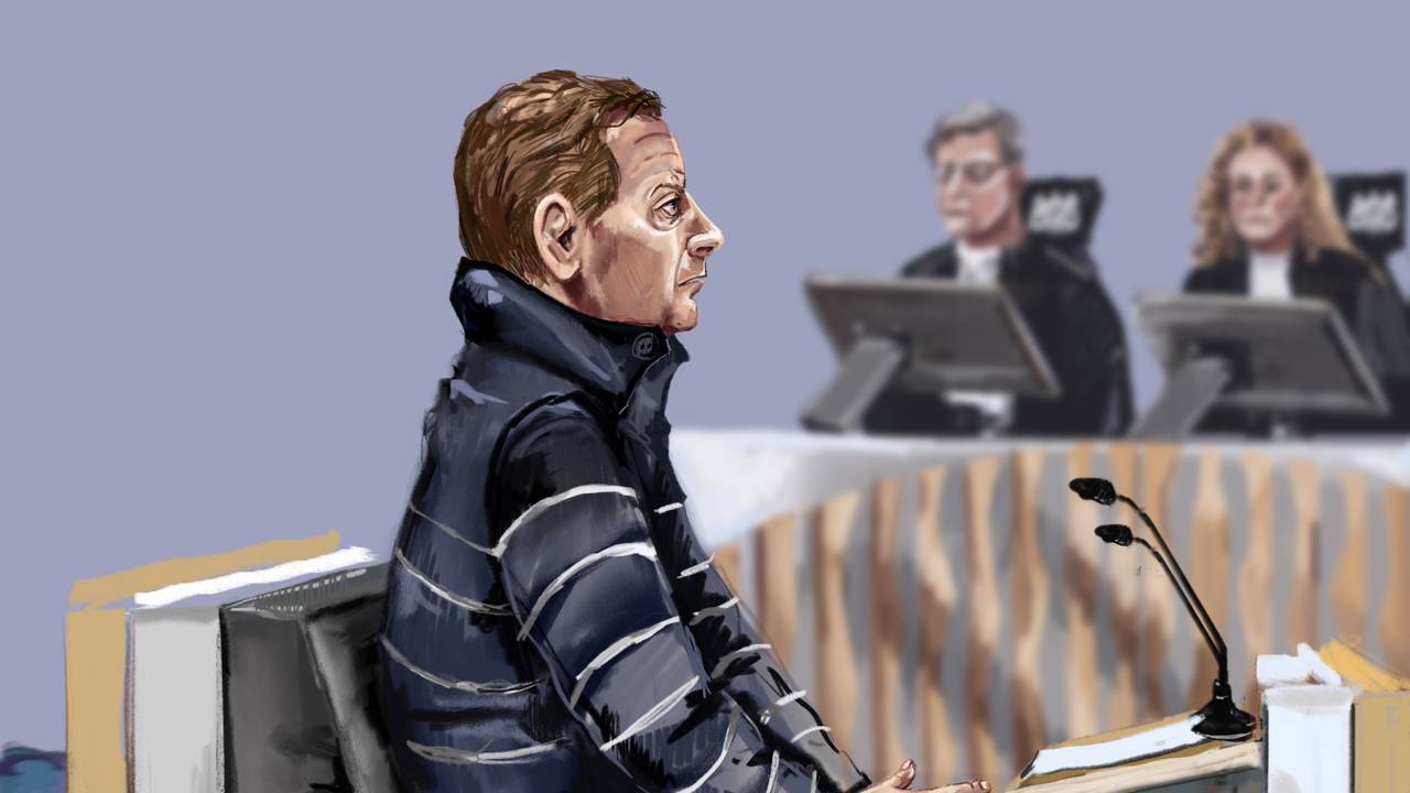 Rechtbankschets van Mels van B. tijdens een eerdere zitting (foto: ANP).