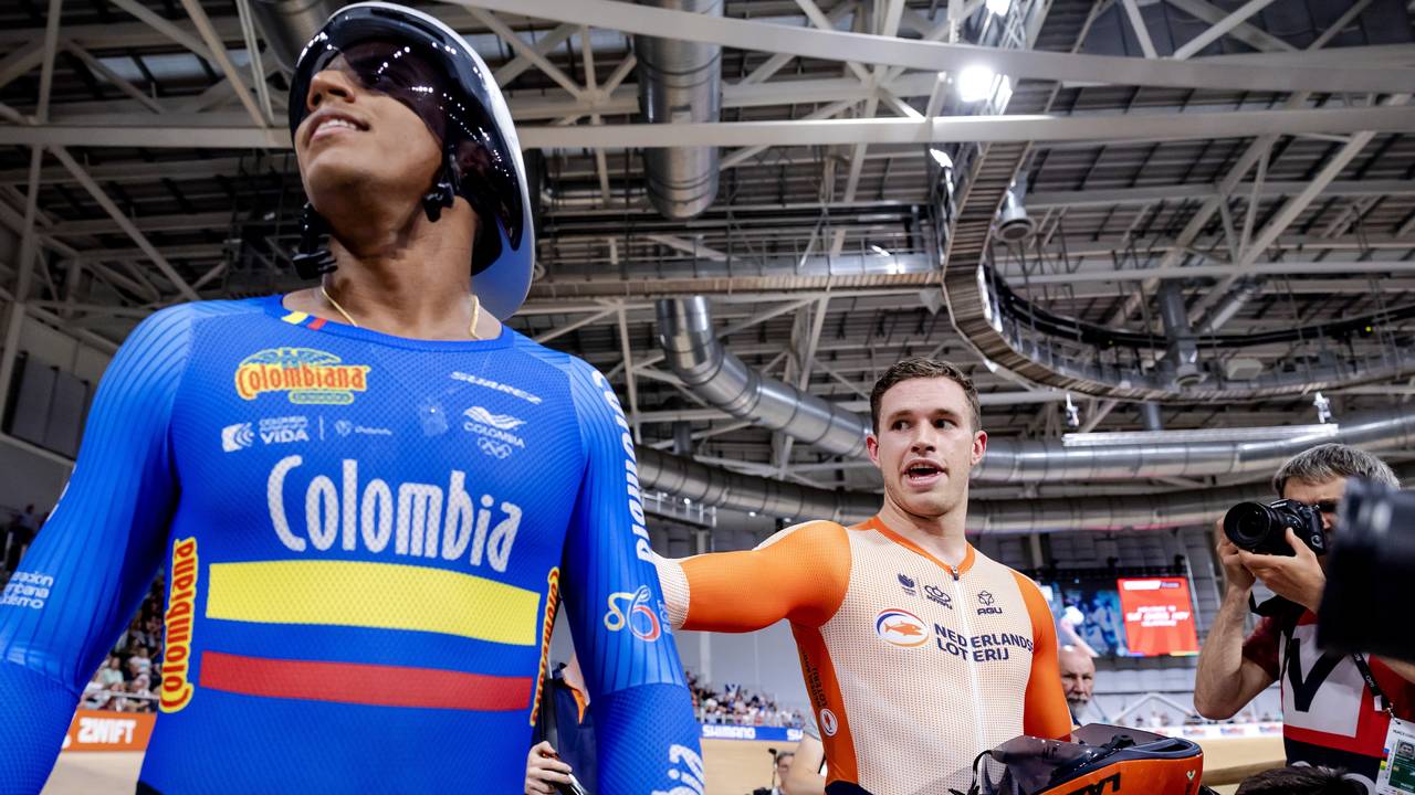 De Colombiaan Kevin Quintero pakte het goud, Lavreysen eindigde als vierde (foto: ANP).