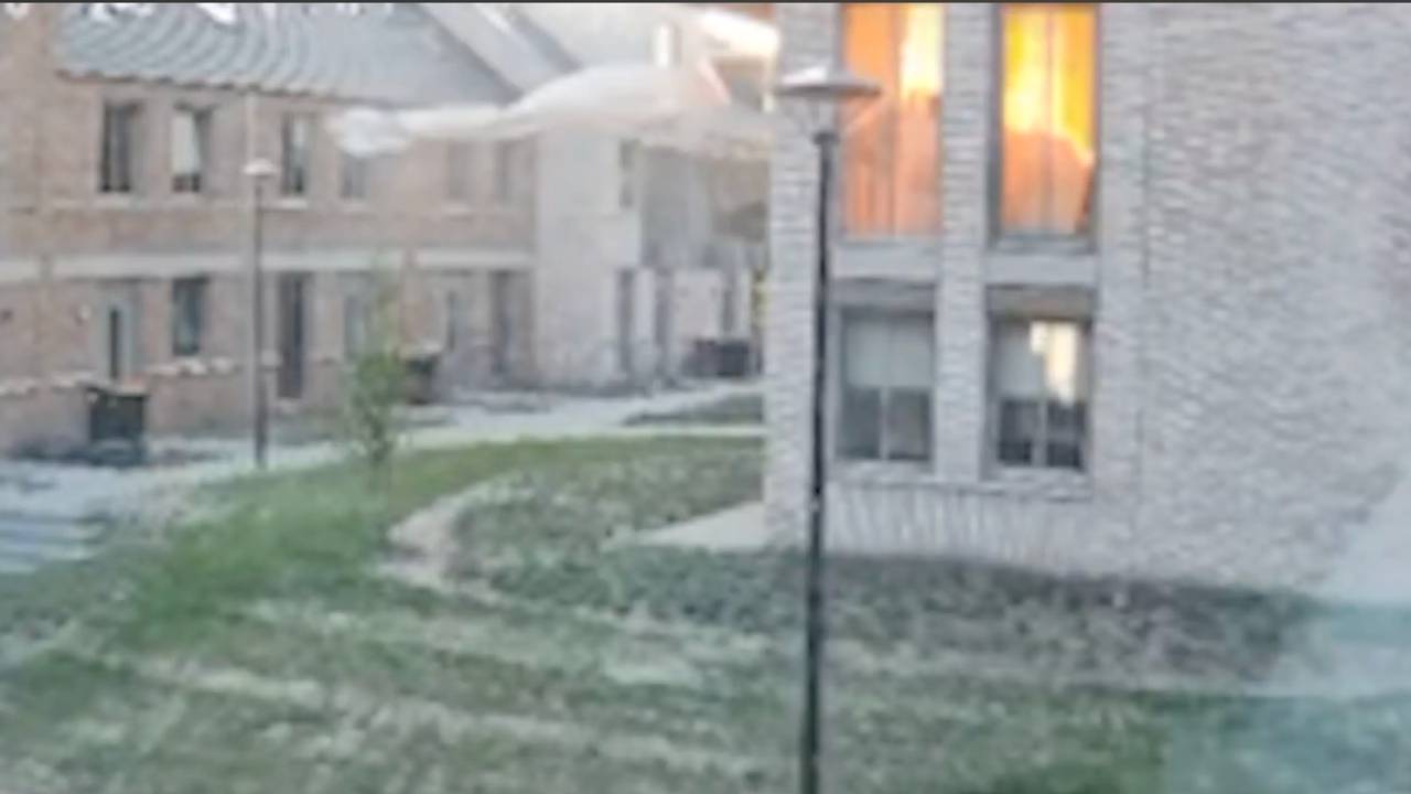 Camerabeeld van de explosie.