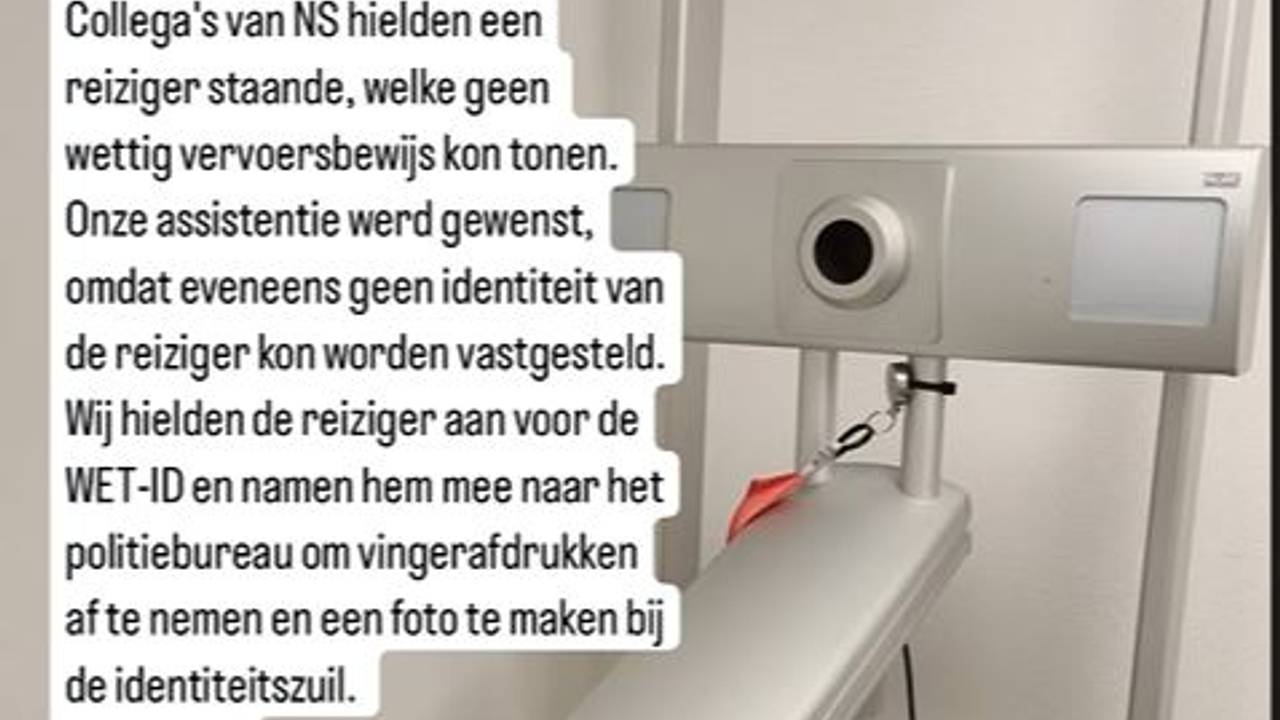 Van de treinreiziger zijn vingerafdrukken genomen en is een foto gemaakt (foto: Instagram politie Markdal).