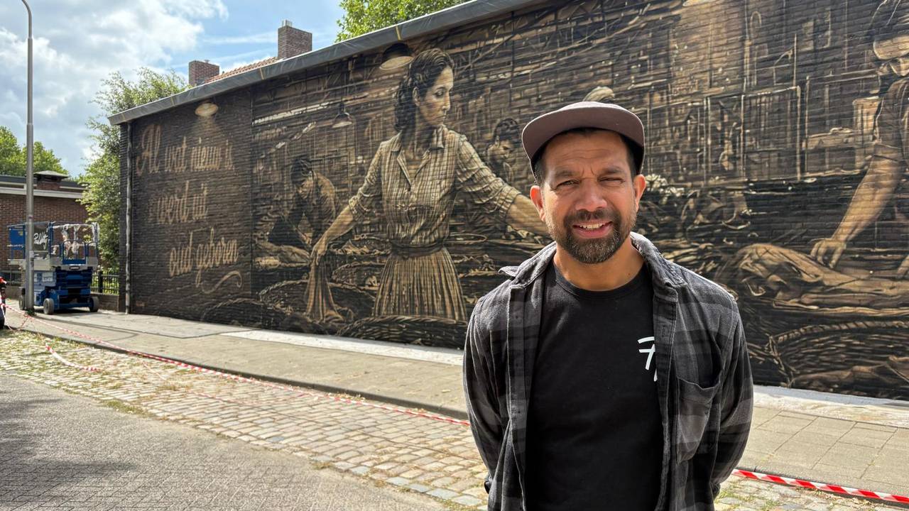 Muurschildering brengt Tilburgs textielverleden tot leven: ‘Wat prachtig’