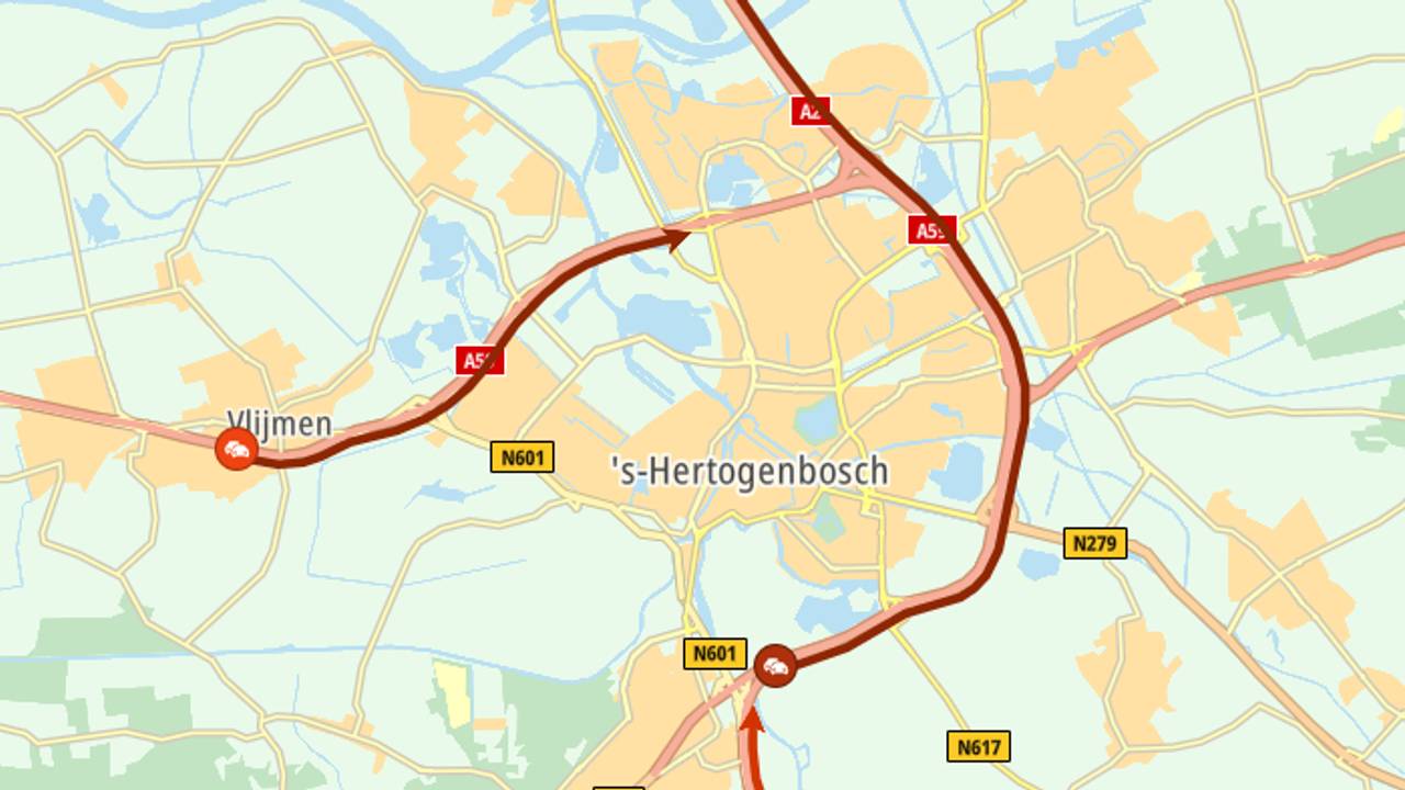 Vechtpartij op de A59 na ongeluk, ruziemakers opgepakt.