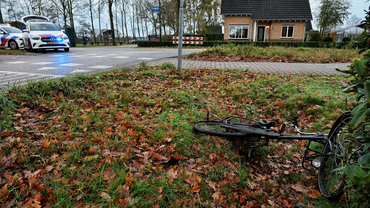 Door de klap kwam de fietser in de sloot terecht (foto: Persbureau Heitink).