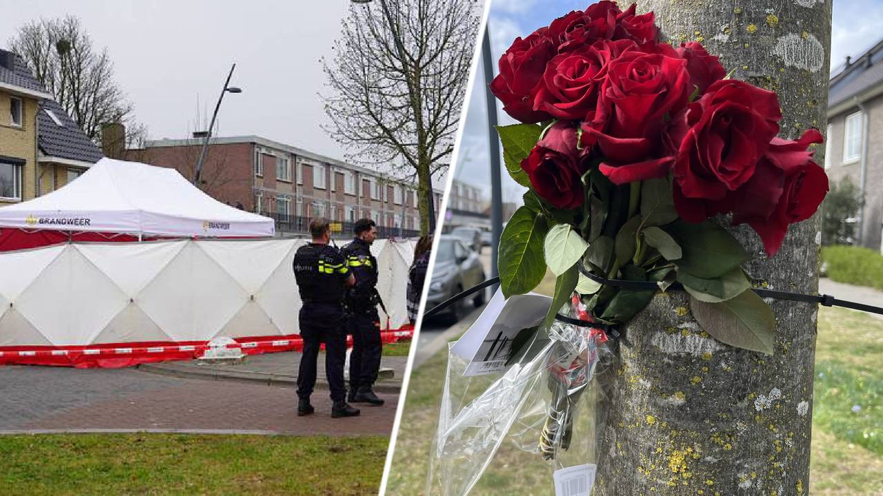 Bloemen in Oosterhout, vlak bij de plek waar het gebeurde (foto: Jeroen Stuve (links) en Jan Waalen (rechts)).