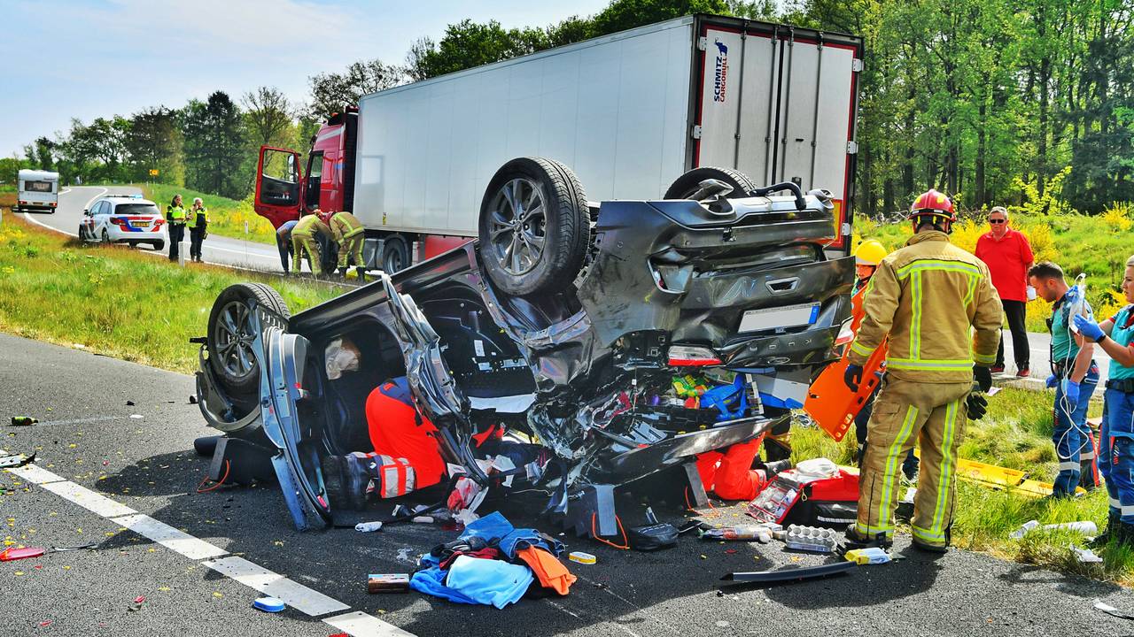 A67 closed for the time being after a car and truck collision