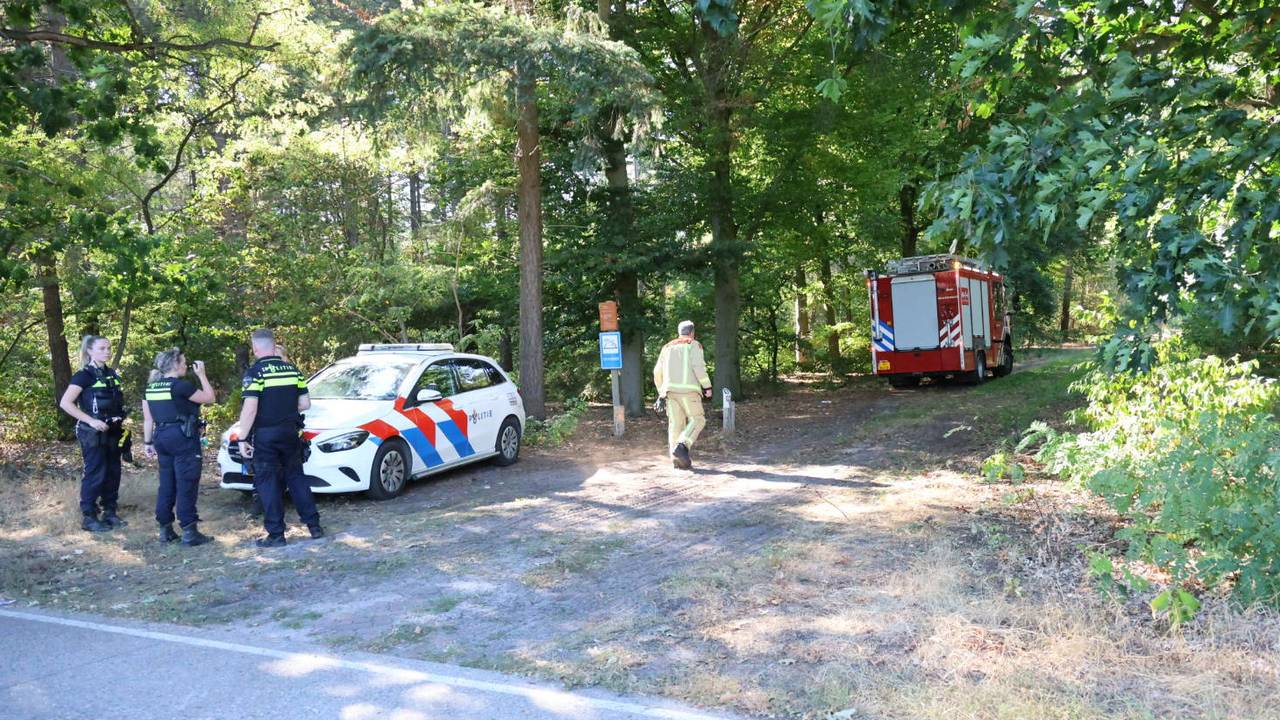 Groot stuk bos in brand, helikopter biedt hulp vanaf de lucht