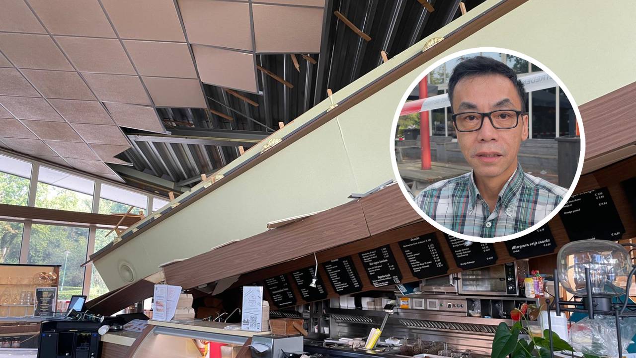 Eigenaar Quincy To is erg geschrokken, nadat het plafond naar beneden kwam (foto: Rene van Hoof).