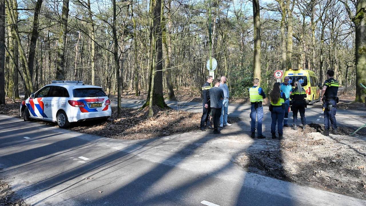 Paard glijdt uit op modderig bospad ruiter gewond in Oisterwijk (Toby de Kort/Persbureau Heitink).