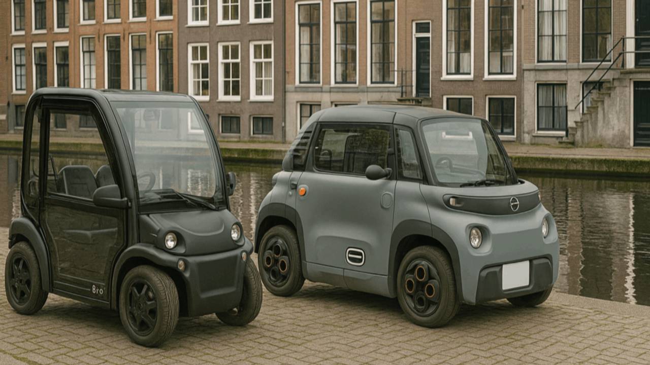 Twee brommobieltjes (buiten Brabant) (foto: MicroMobiel.nl).