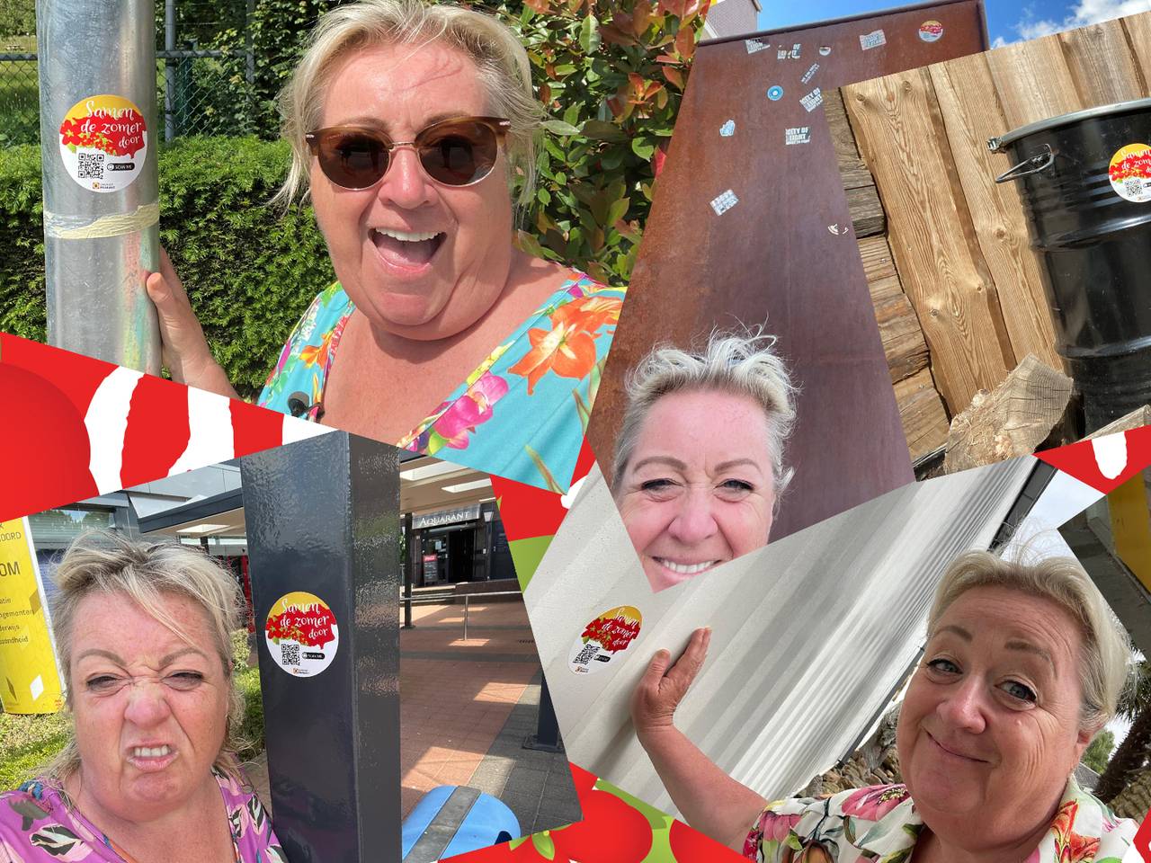 Christel de Laat maakt selfies met 'Samen de zomer door' stickers