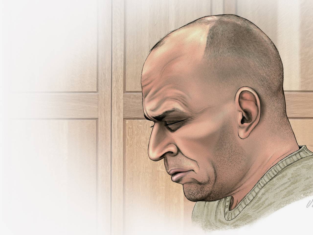 Mohamed B. stak zijn vrouw dood (tekening: Adrien Stanziani).