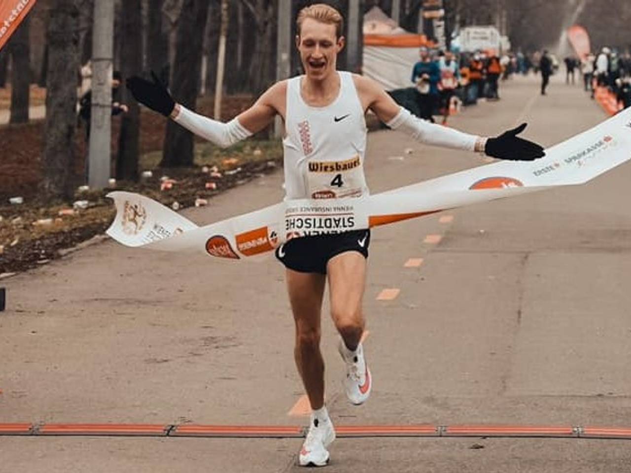 Björn Koreman in Wenen toen hij de marathon won.