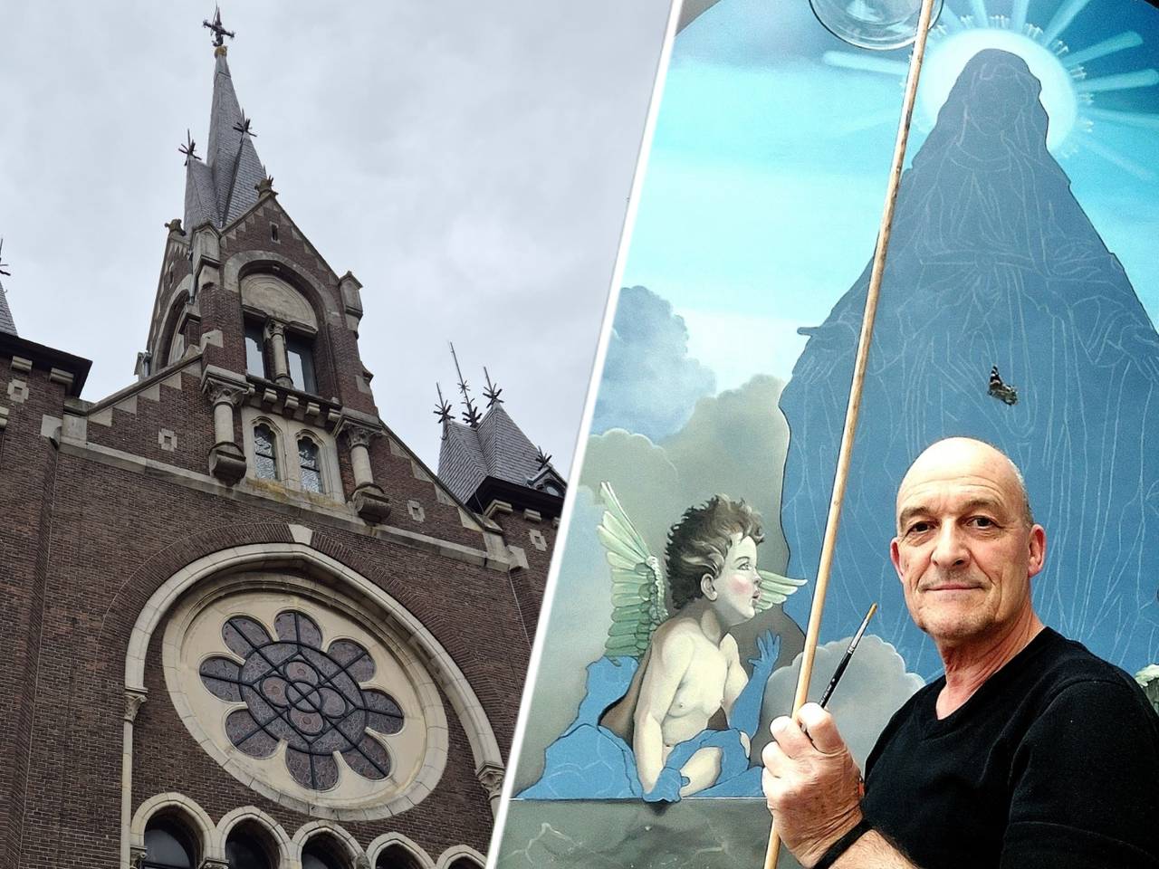 De Oosterhoutse kunstschilder Peter Nuijten maakte een hyperrealistische wandschildering van Maria, voor de kapel van de voormalige Heilig Hartkerk in Oosterhout