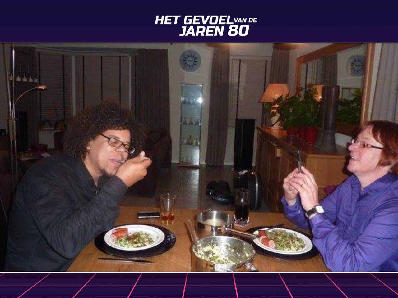 Jake Clemons aan de boerenkool bij Hanny in Oirschot (privéfoto).