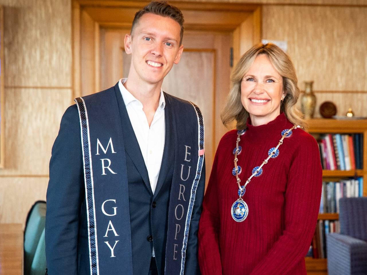 Tim Küsters met de burgemeester van Oslo (foto: privéfoto).