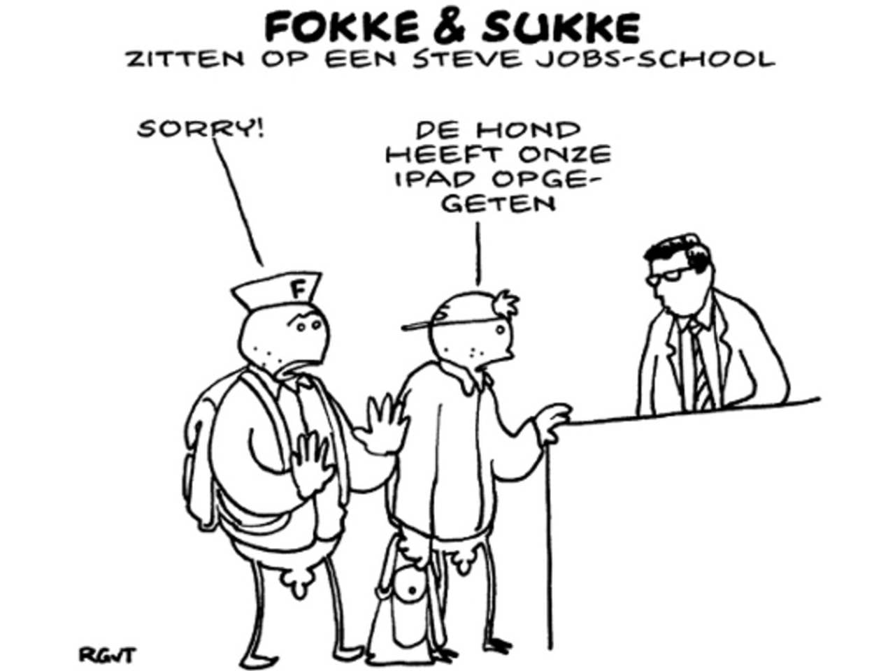 De hond heeft de iPad opgegeten (bron: foksuk.nl)