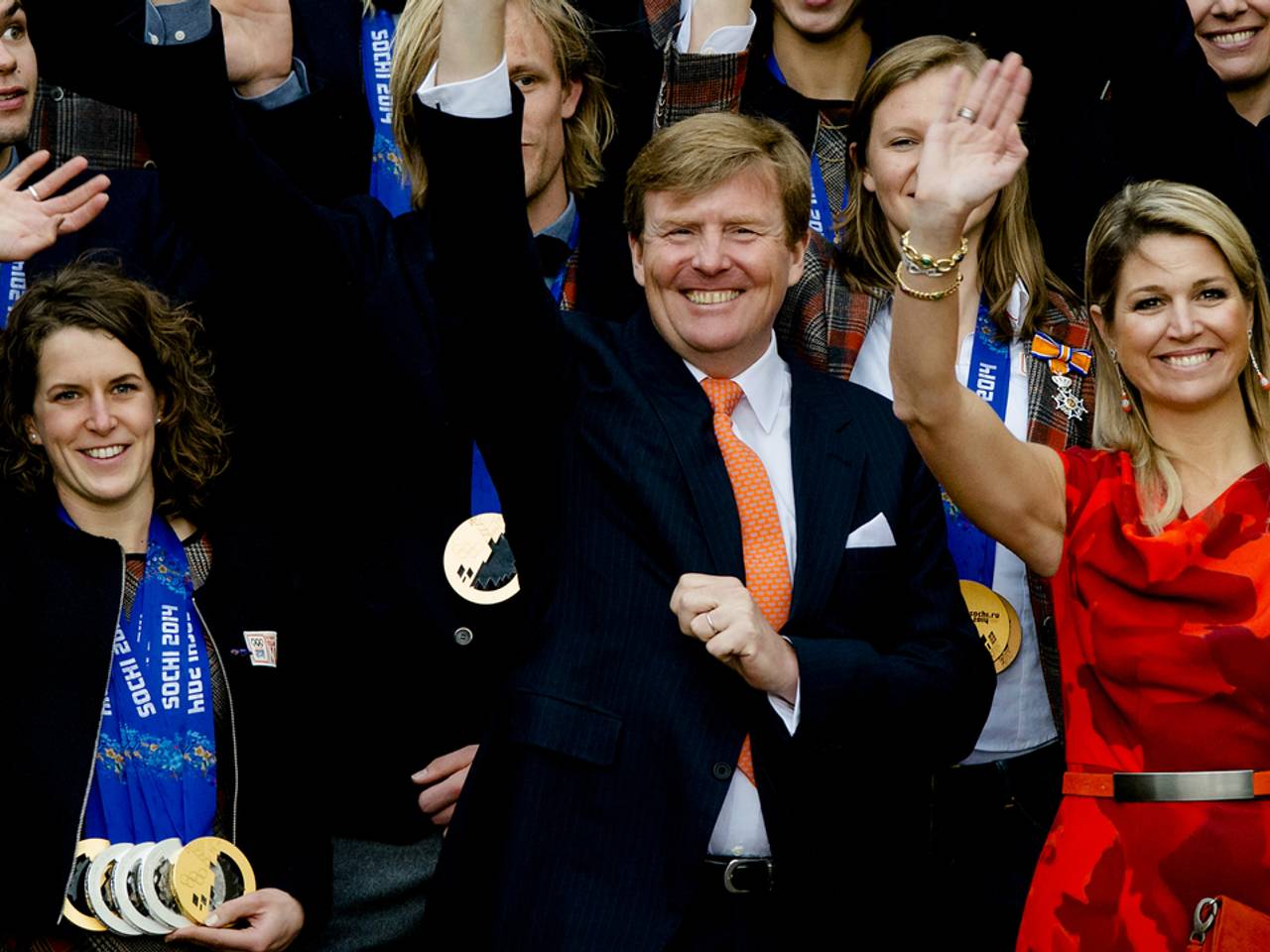 De koningin van de spelen, de koning en de koningin. (Foto: ANP)