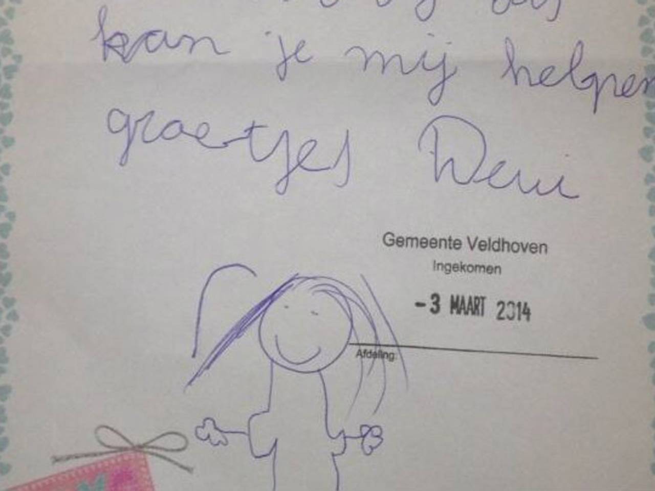 Burgemeester Veldhoven op zoek naar jonge schrijfster aandoenlijk briefje