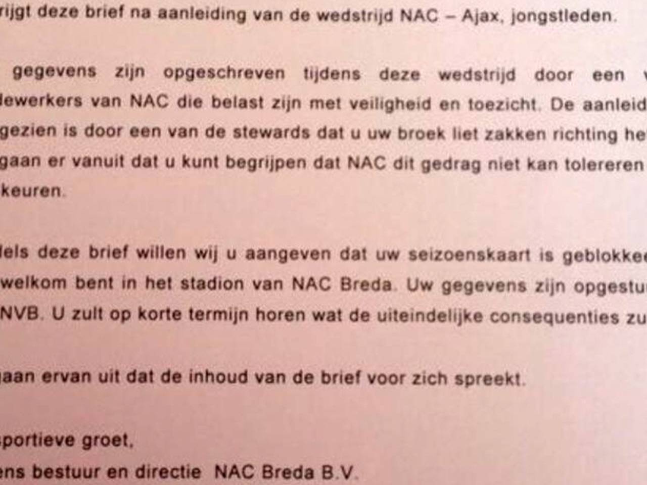 Broek omlaag: stadionverbod NAC