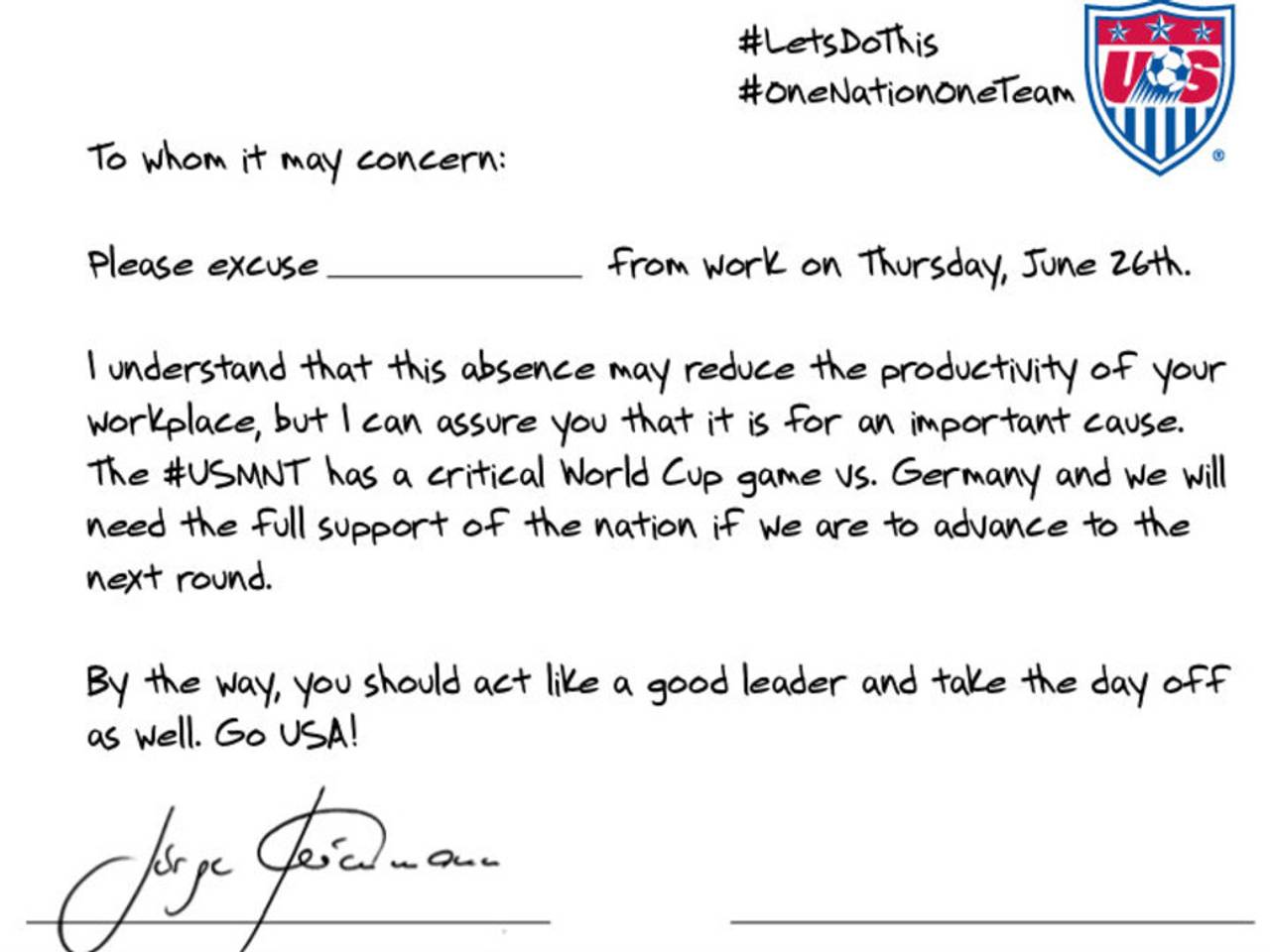 De brief van Jürgen Klinsmann