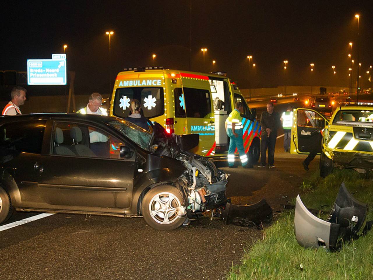 Drie ongelukken kort na elkaar op A58, ondermeer auto Rijkswaterstaat geraakt