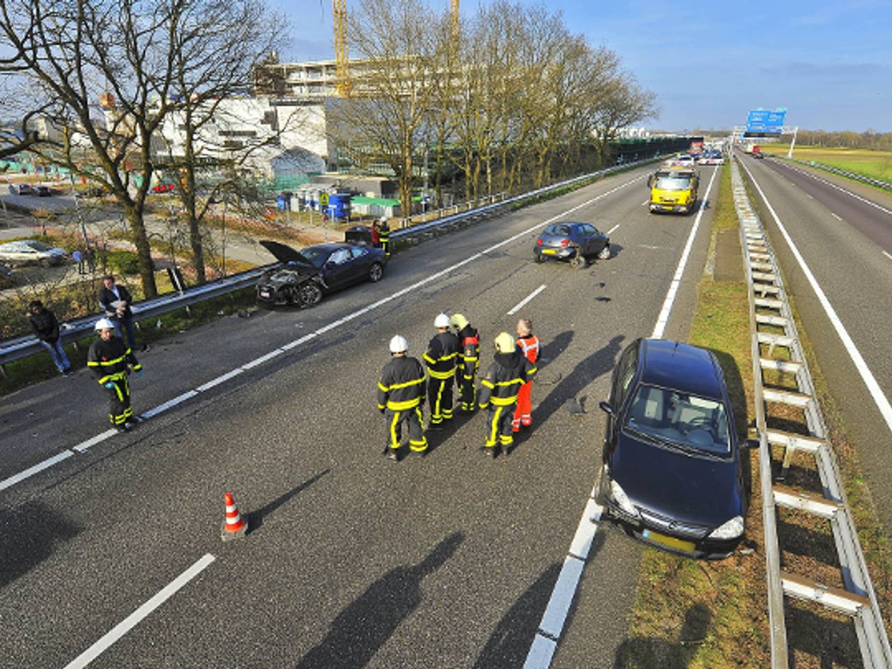 Grote ravage op de A67 (foto: Rico Vogels/SQ Vision)