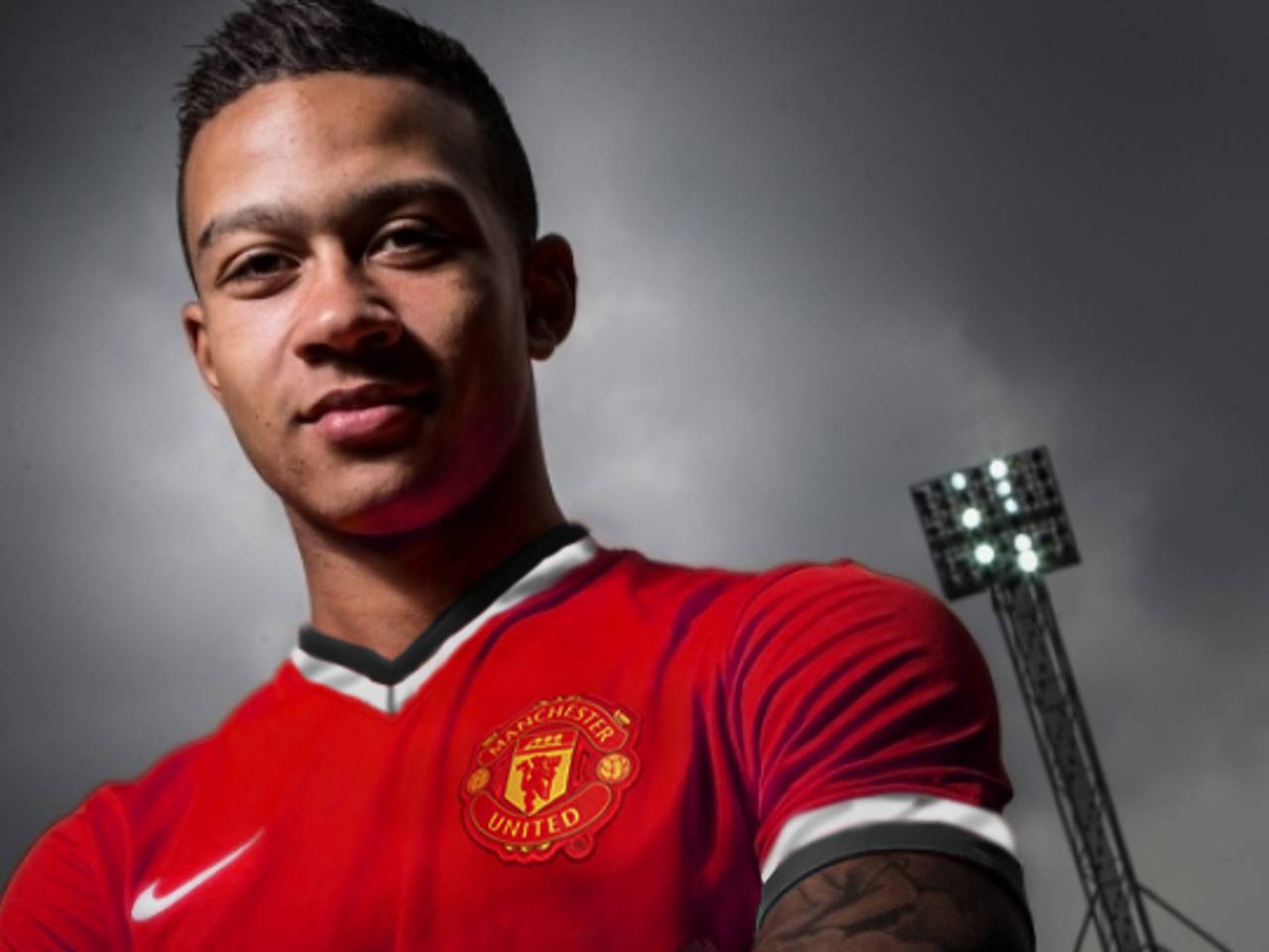 Depay in het shirt Manchester United, zo ziet dat eruit (Beeld: VI Images/Bewerking: S. Rooijmans)
