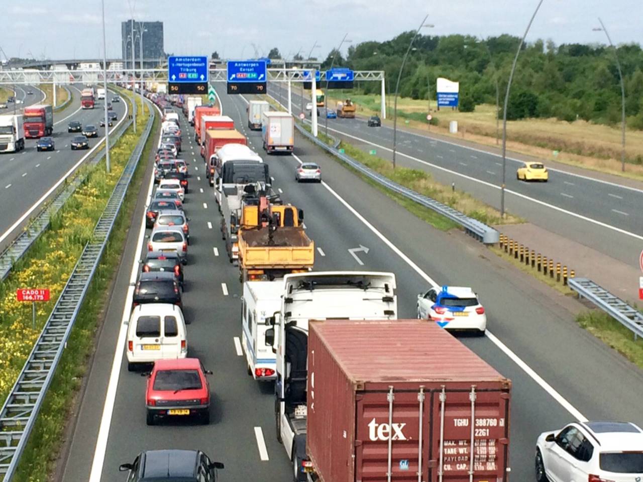 De meeste verkeersopstoppingen in Brabant zijn in en rondom Eindhoven (foto: Omroep Brabant)