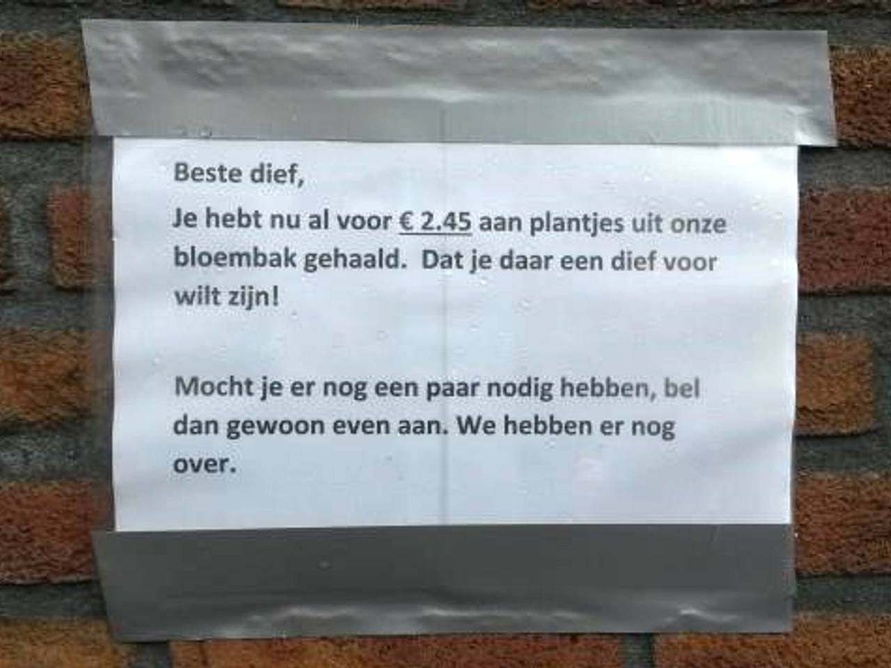 Het briefje aan de dief