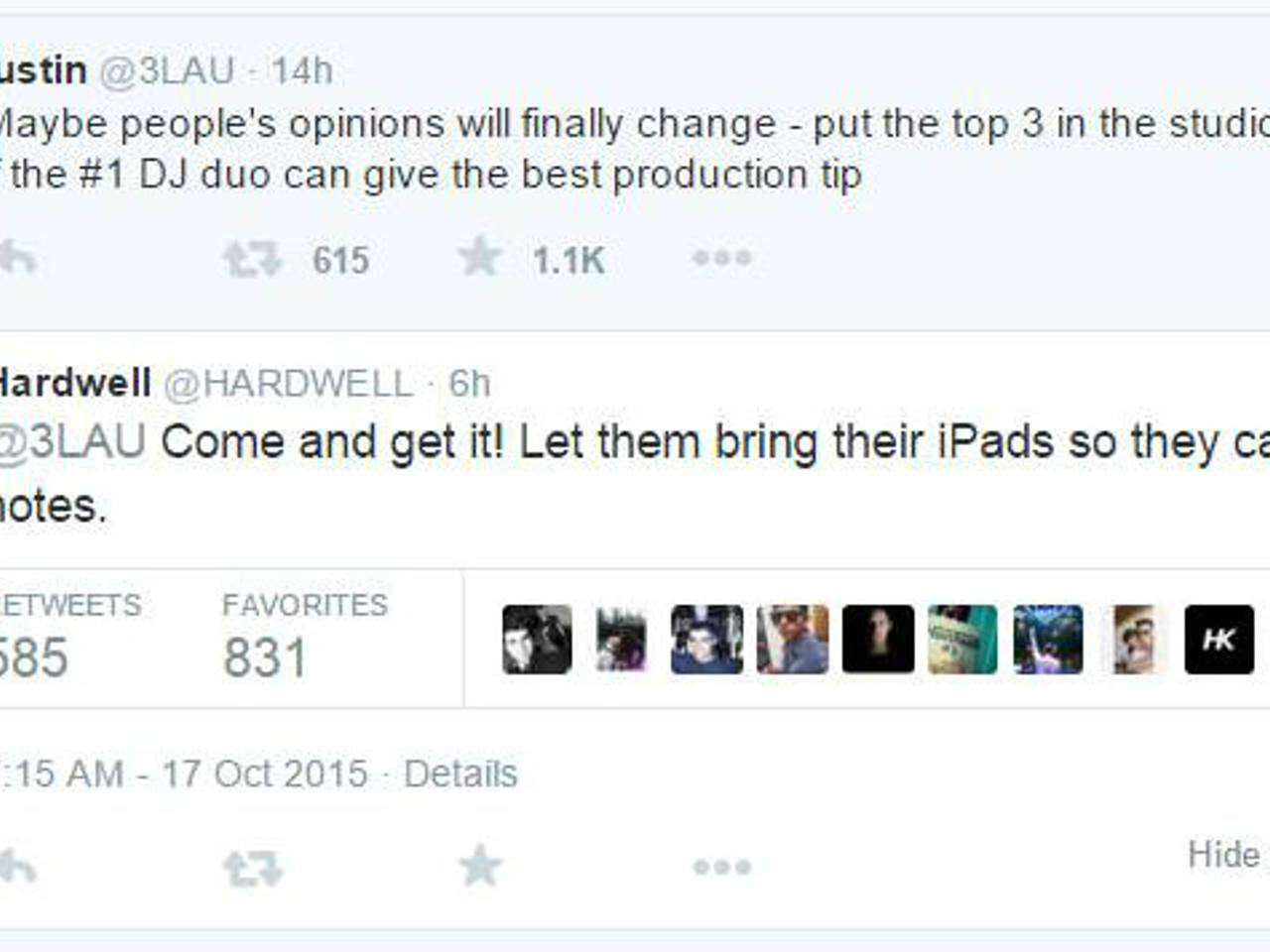 De verwijderde tweet van Hardwell