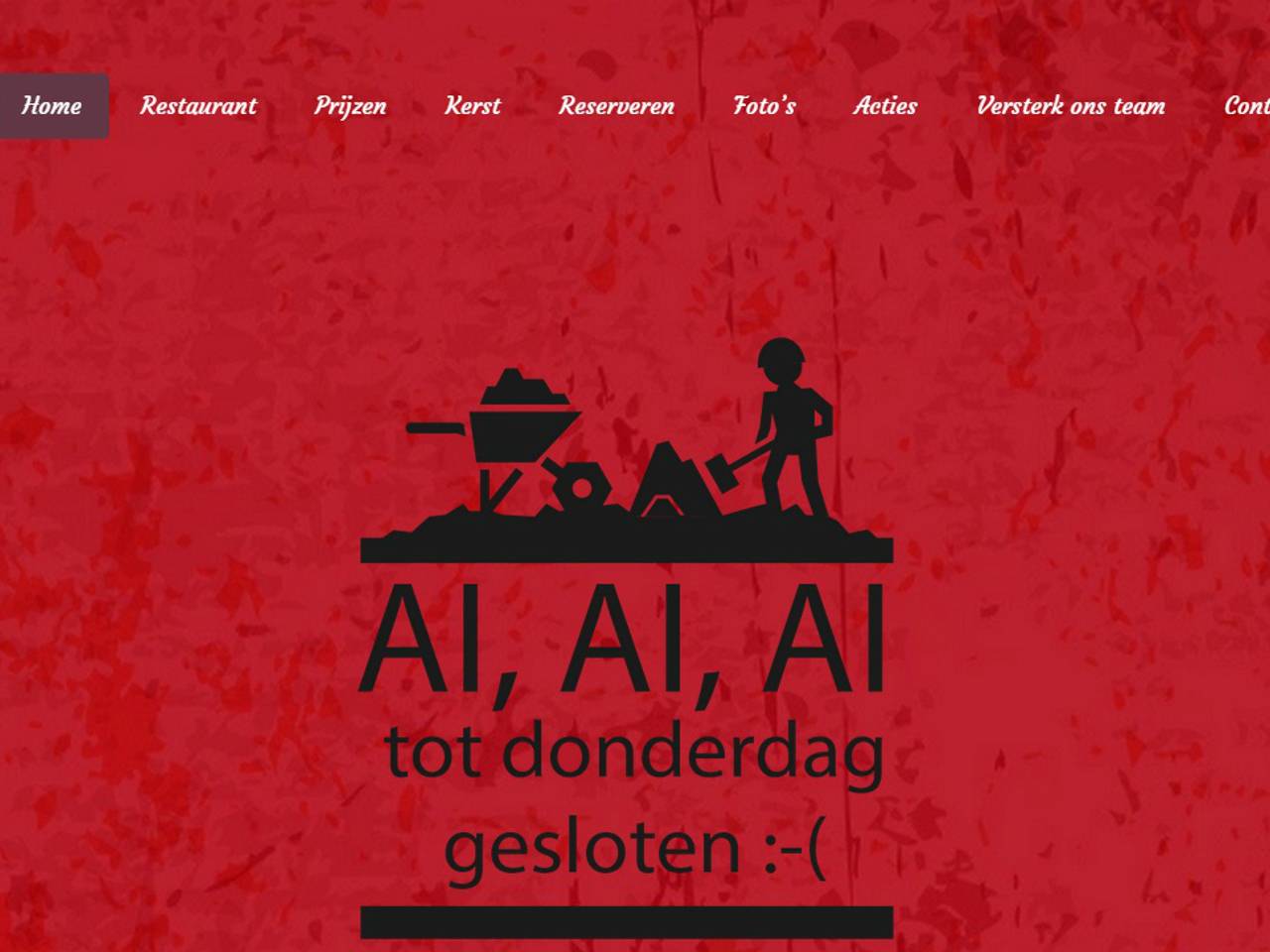 Screenshot van de website van wereldrestaurant A17 in Roosendaal.
