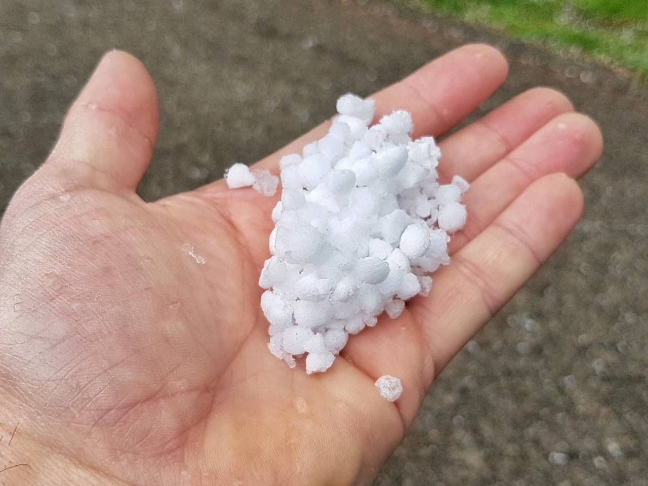 Hagel zaterdagochtend in Oisterwijk. (Foto: Toby de Kort)