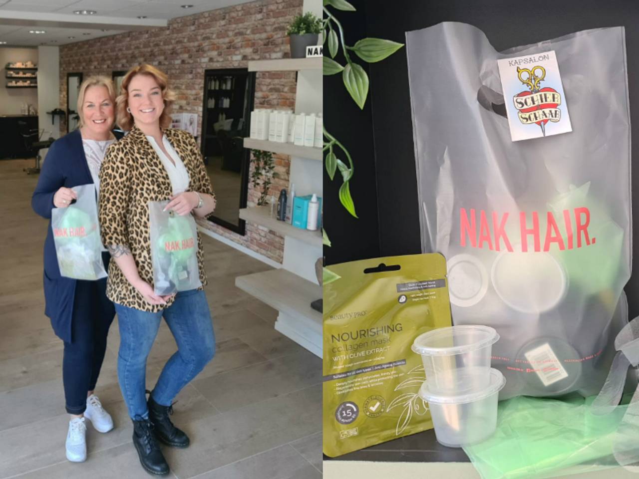 Ginny en haar moeder met de verfkits (foto: Ginny Jonkers)