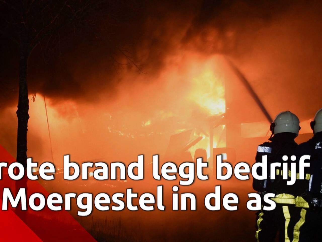 Grote brand verwoest bedrijfspand in Moergestel