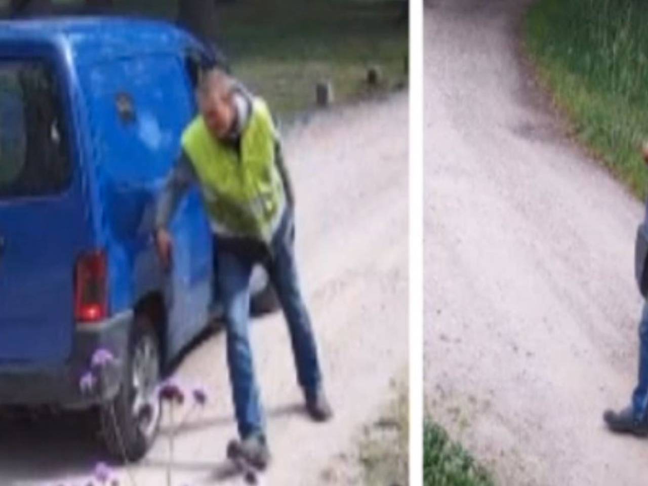 Man met fel geel veiligheidsvest gaat er met een robotmaaier vandoor