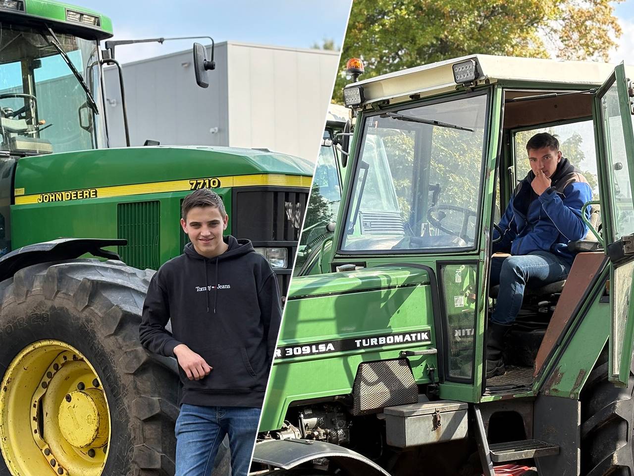 Guus gaat met de tractor naar school