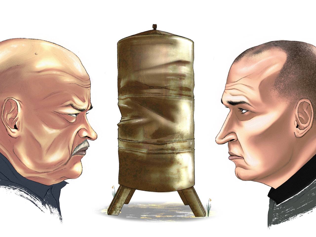 John R. en Pedro D. kookten drugs in een grote ketel (tekening: Adrien Stanziani).