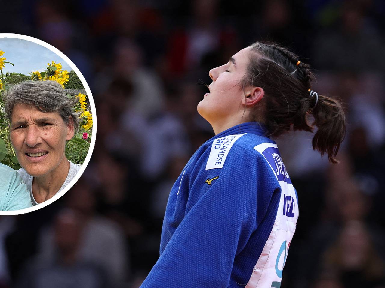 Guusje Steenhuis en haar ouders Rob en Petra (foto: Emmanuel Dunand/AFP, privéfoto).