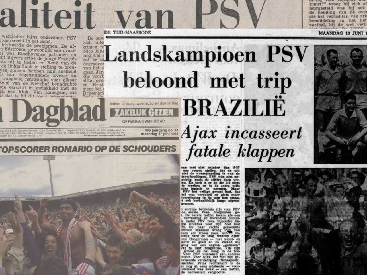 Collage: Delpher – De Tijd De Maasbode, Algemeen Dagblad De Volkskrant