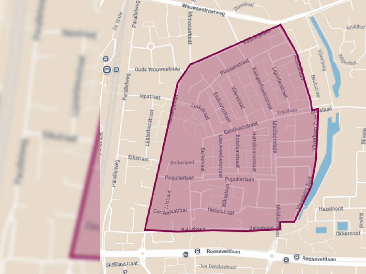 De straten waar het samenscholingsverbod geldt (foto: gemeente Bergen op Zoom).