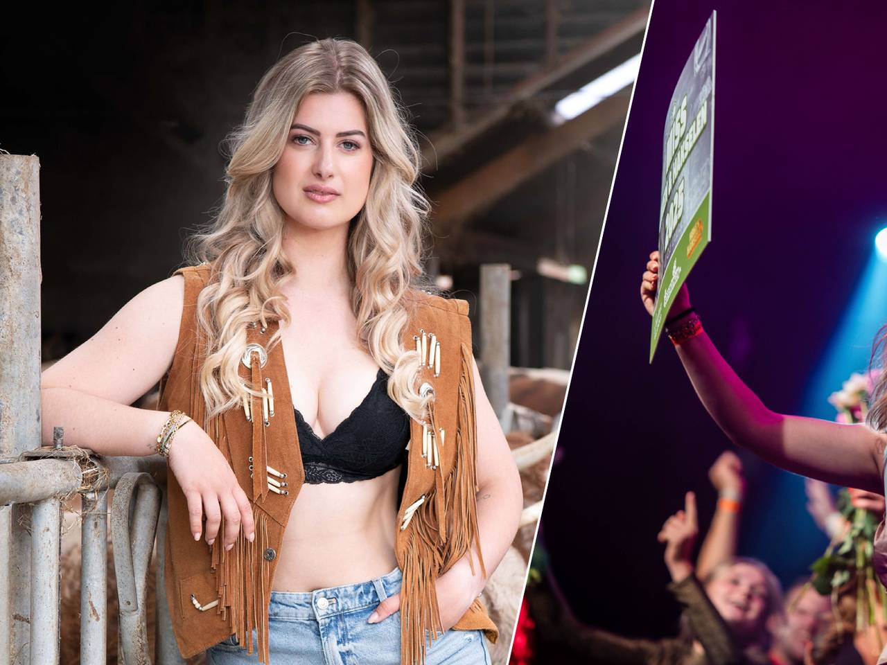 Tamika wisselde haar cowboylaarzen zaterdagavond in voor een nette jurk (foto: Bram van der Kloot en Boerendingen.nl).