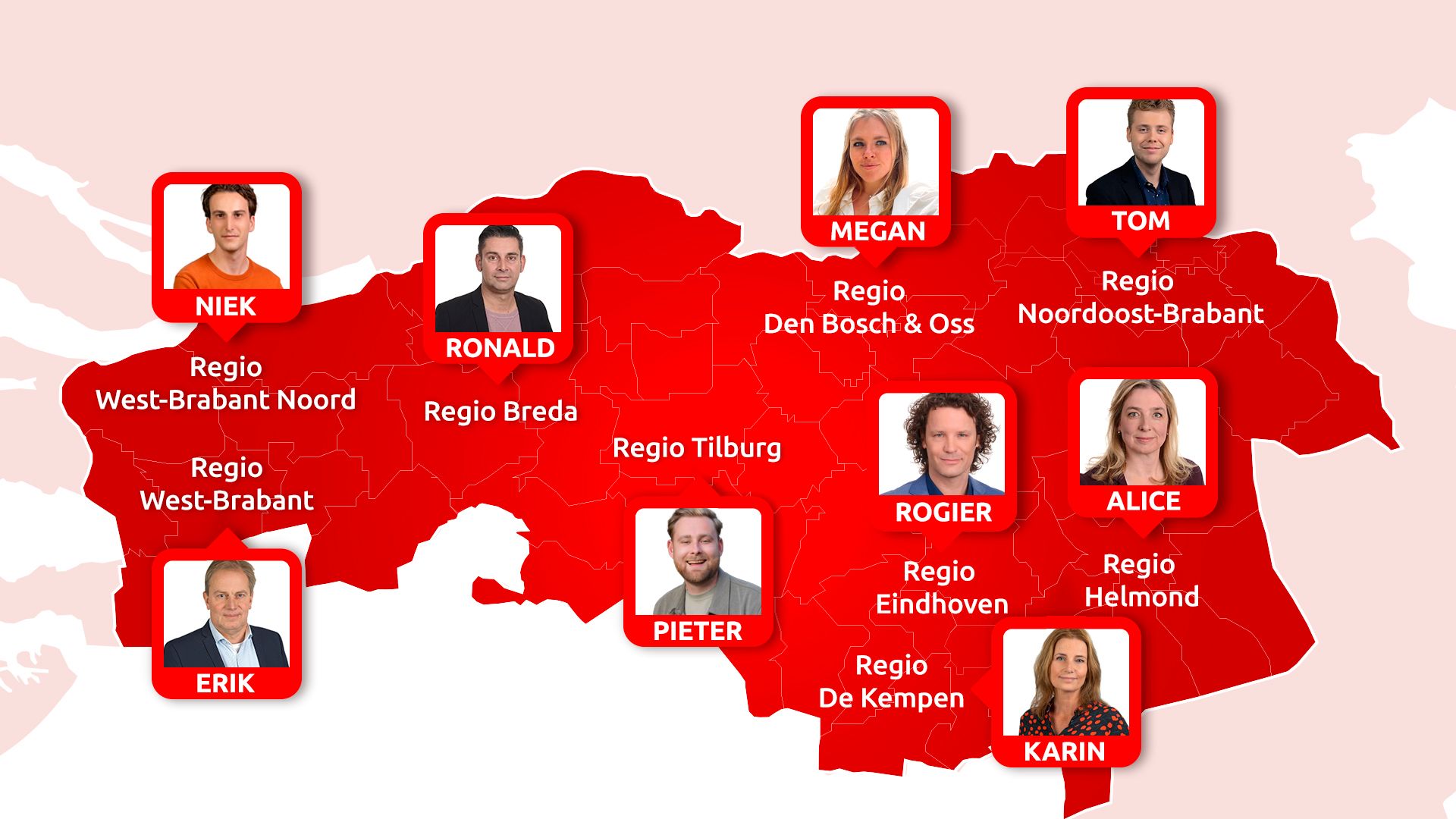 De regioverslaggevers van Omroep Brabant