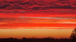 De Nispense Achterhoek werd wakker onder een rode hemel (foto:Willem van Bezooijen)