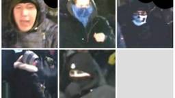 Deze vijf verdachten worden nog gezocht. (Foto's: politie)